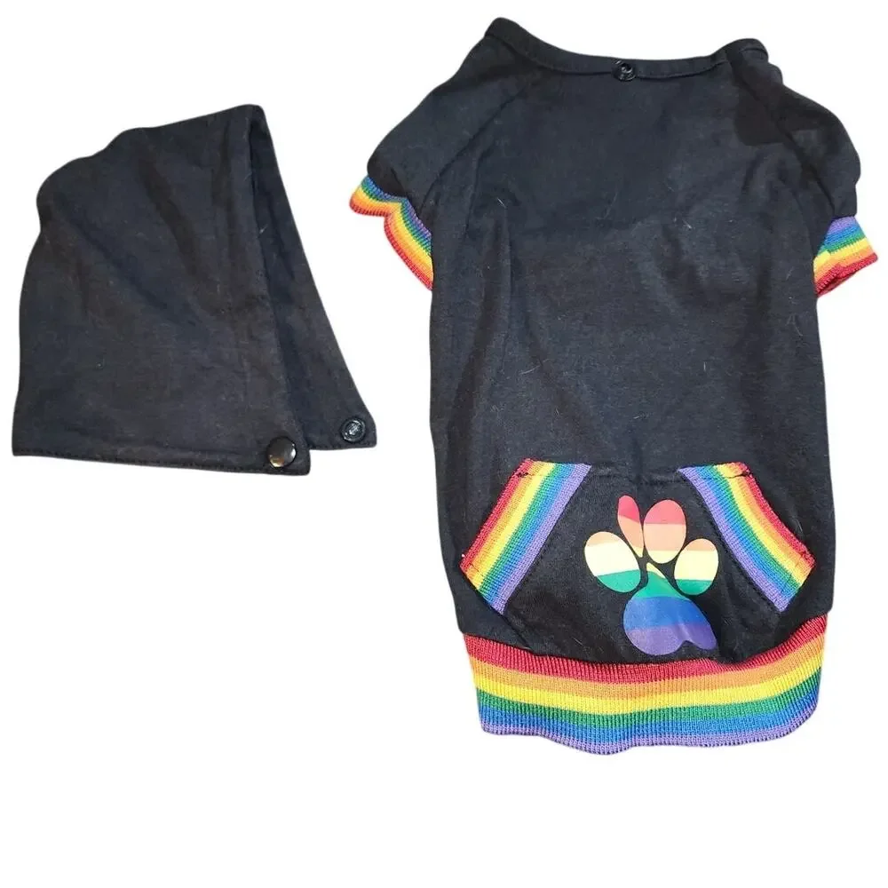 Zack & Zoey Pride Rainbow Pullover Dog Hoodie Small